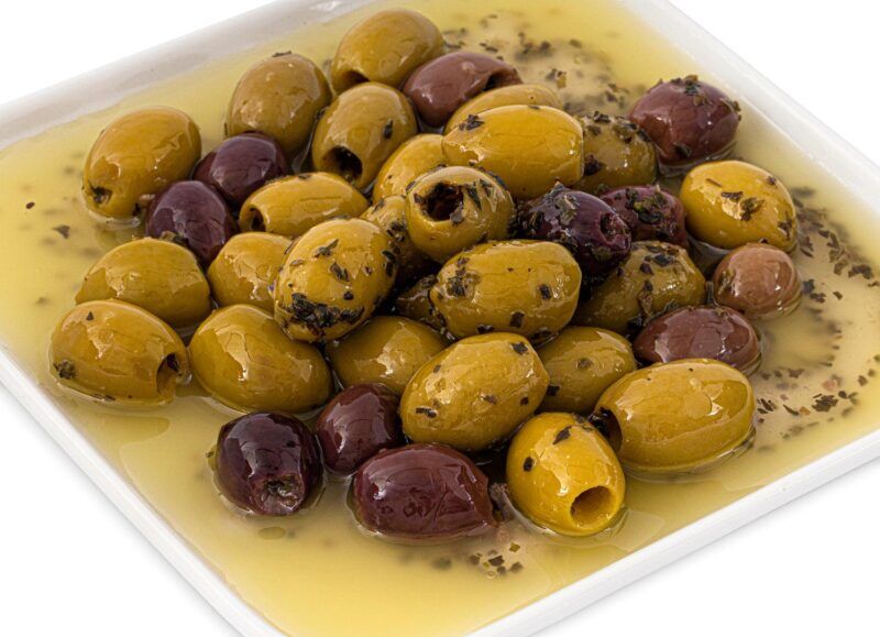 Marinated Mixed Olives Basil & Garlic Pitted - GoodFoodDelivered